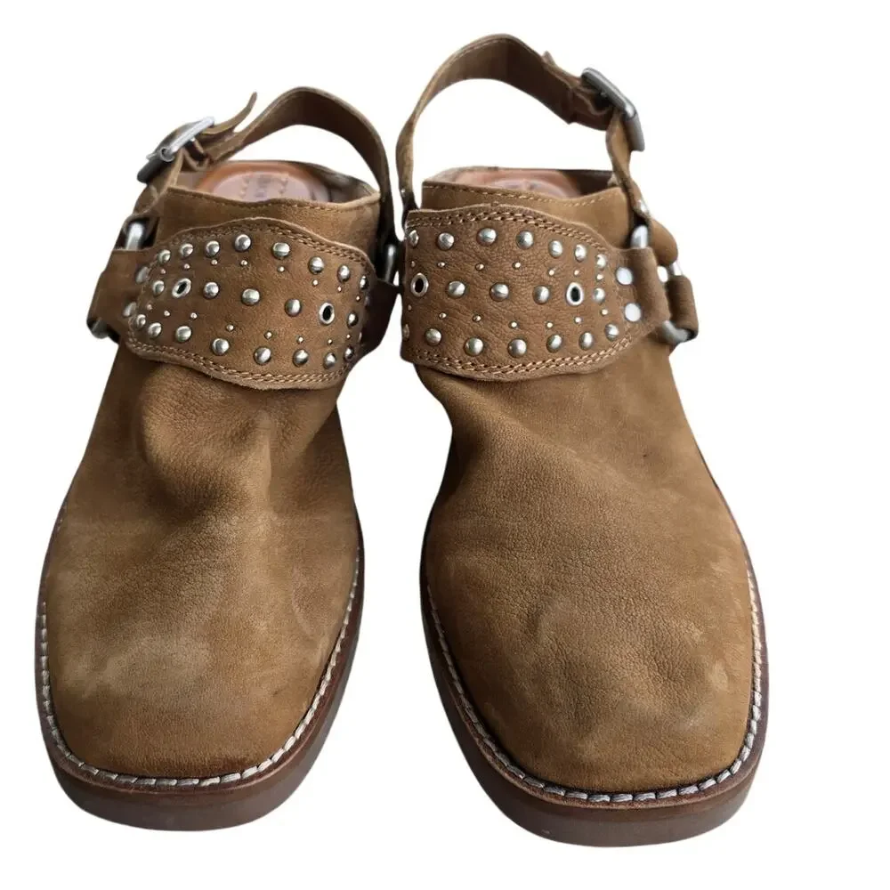 Lucky Brand Kalv Studded Leather Mules Dark Natural Size 7.5 - Picture 3 of 7